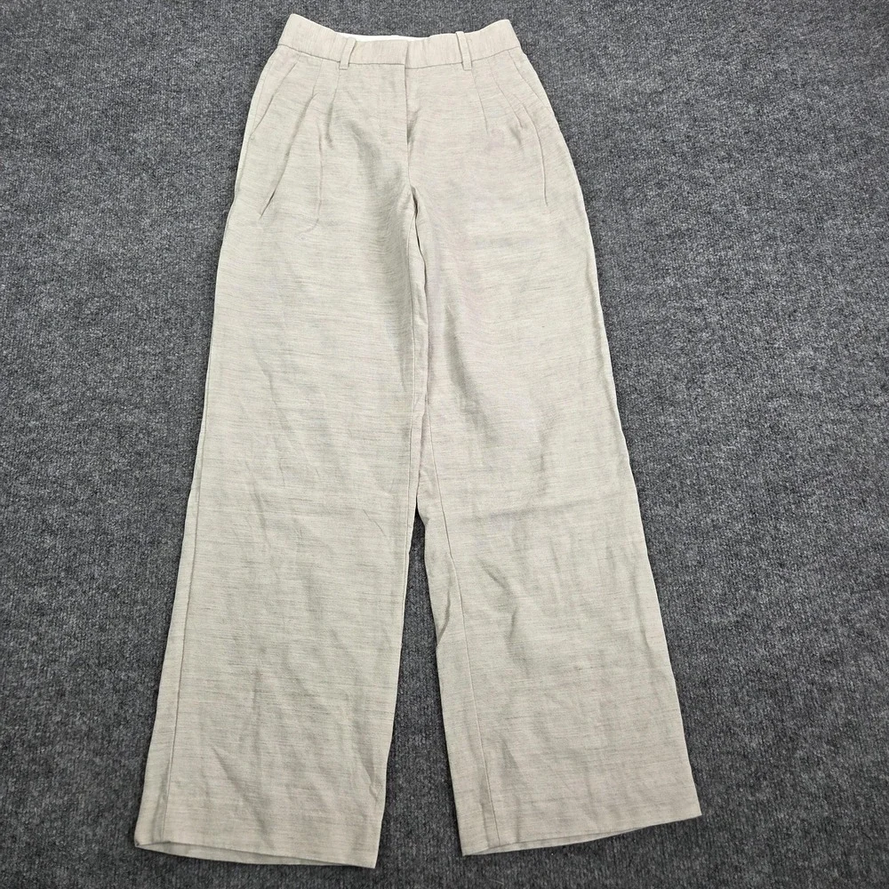 Aritzia Pants Womens 0 Beige Effortless Pant Linen Lyocell Wide Leg Twill